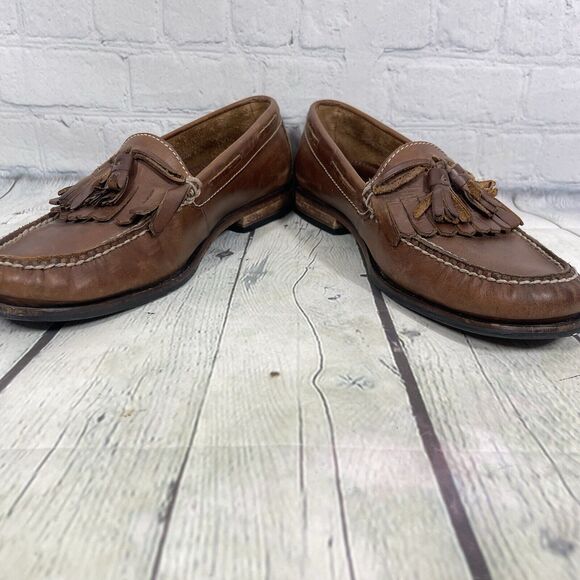Cole Haan Loafer Shoes Men Size 9D Brown Leather Slip On Tassel Preppy Office - Picture 2 of 13